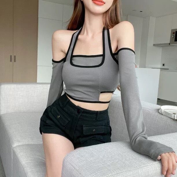 ÁO YẾM TAY DÀI VIỀN CHỈ NHỎ KHOE EO BG