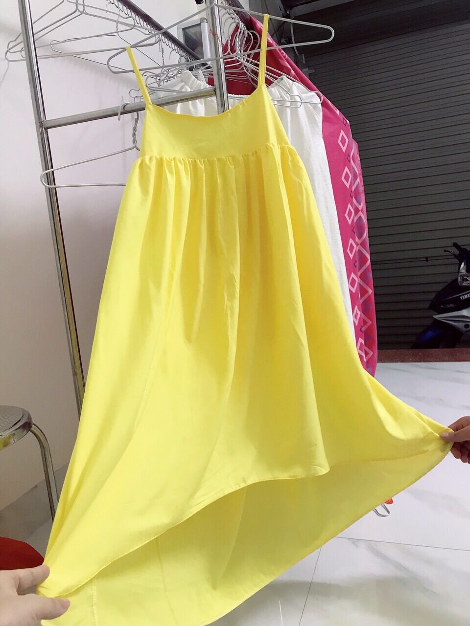 Đầm maxi 2 dây dáng babydoll kèm ảnh thật(freesize dưới 65kg)