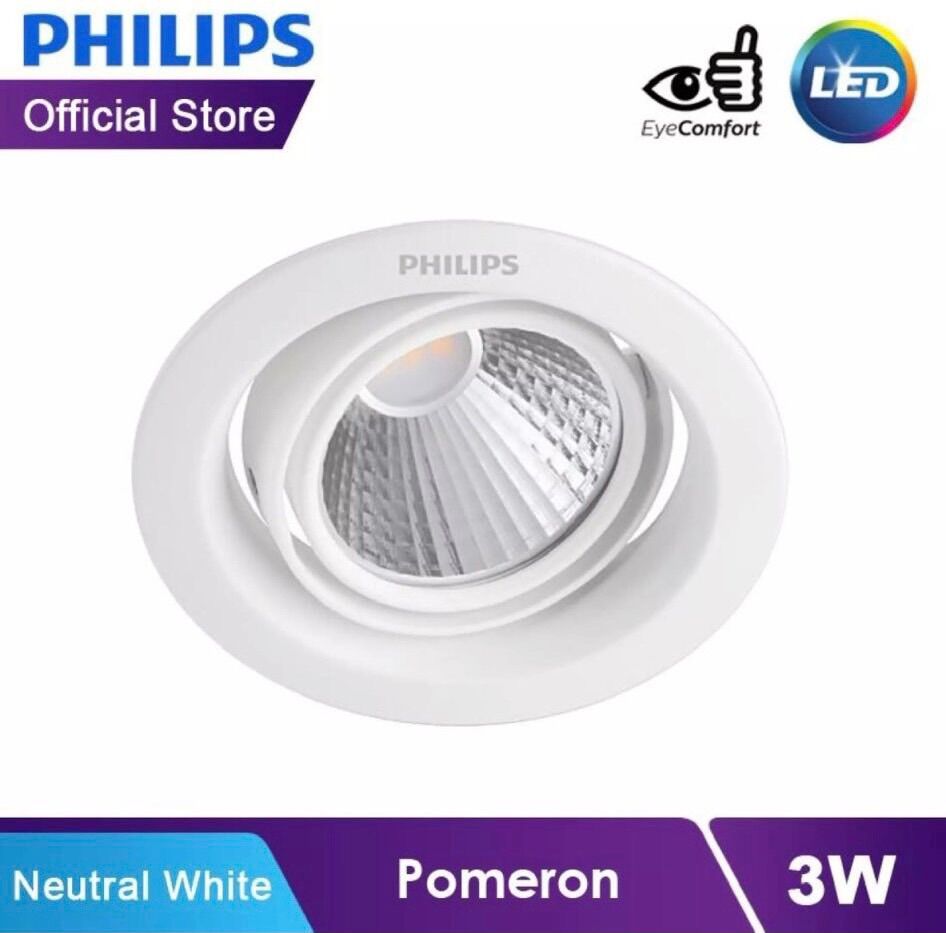 Đèn led âm trần chiếu điểm pomeron 59774 3wphilips. đèn âm trần cob 3w khoét lổ phi 70mm philips. sản phẩm chính hãng philips