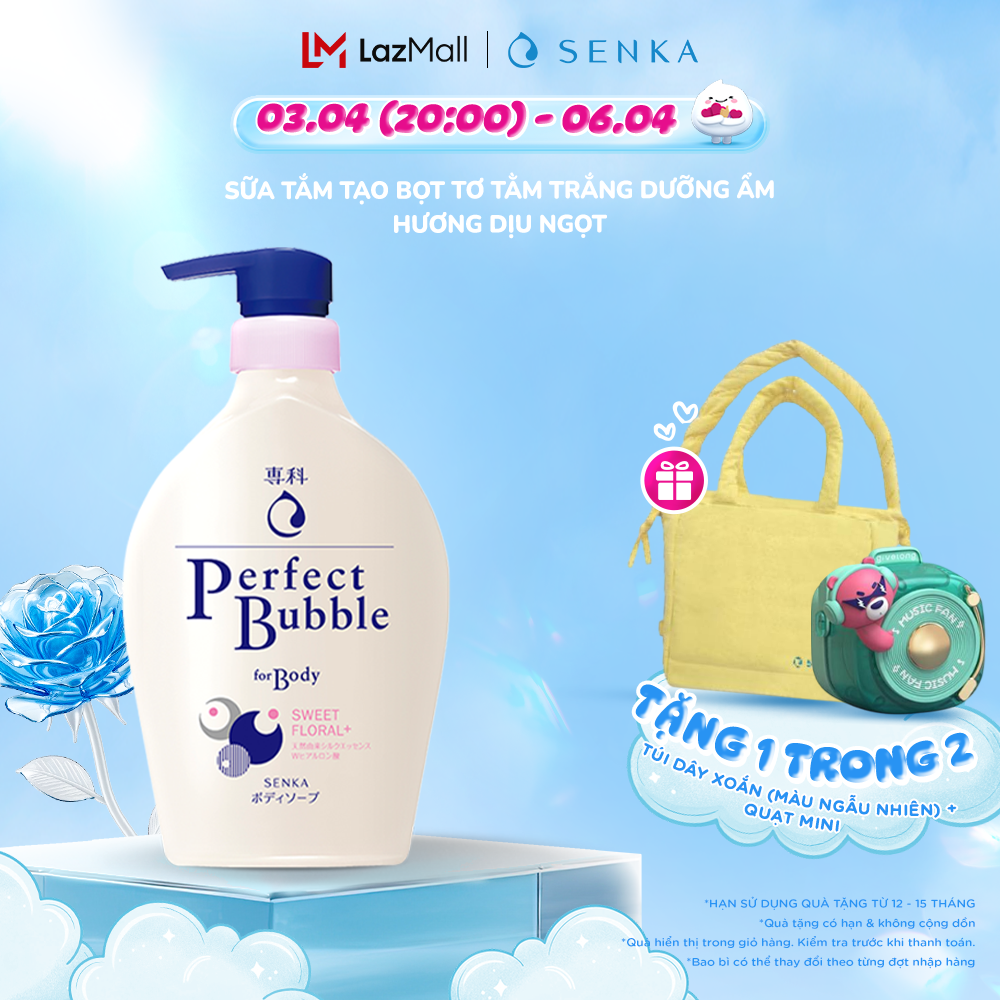 Sữa tắm dưỡng ẩm Hương Hoa Hồng  Đinh Hương SENKA PERFECT BUBBLE FOR BODY SWEET FLORAL N 500ML