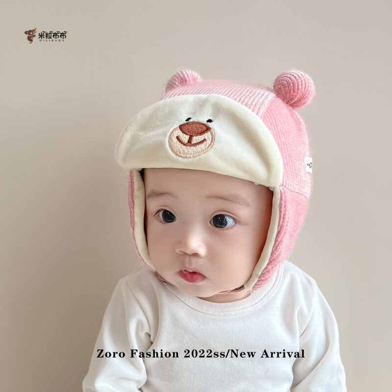Mũ em bé lôi phong mũ lông nhung đáng yêu cho trẻ sơ sinh mùa thu đông mũ che tai cho trẻ sơ sinh giữ ấm dày dặn mùa đông mới sinh
