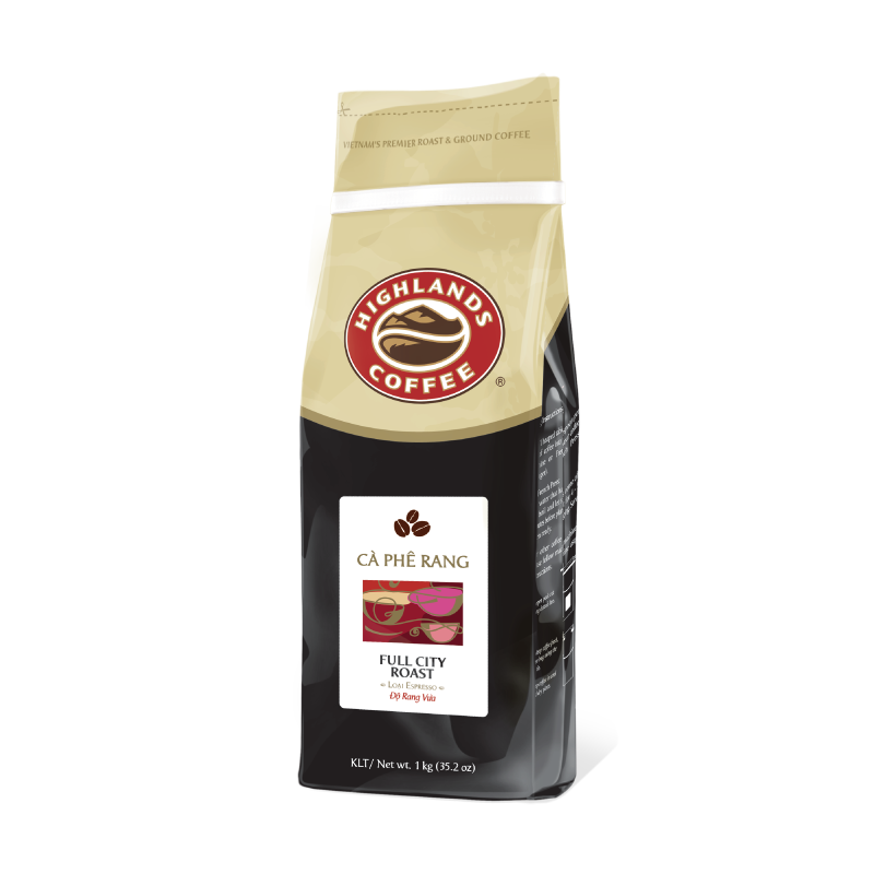 Gói 1kg cà phê hạt full city roast highlands coffee