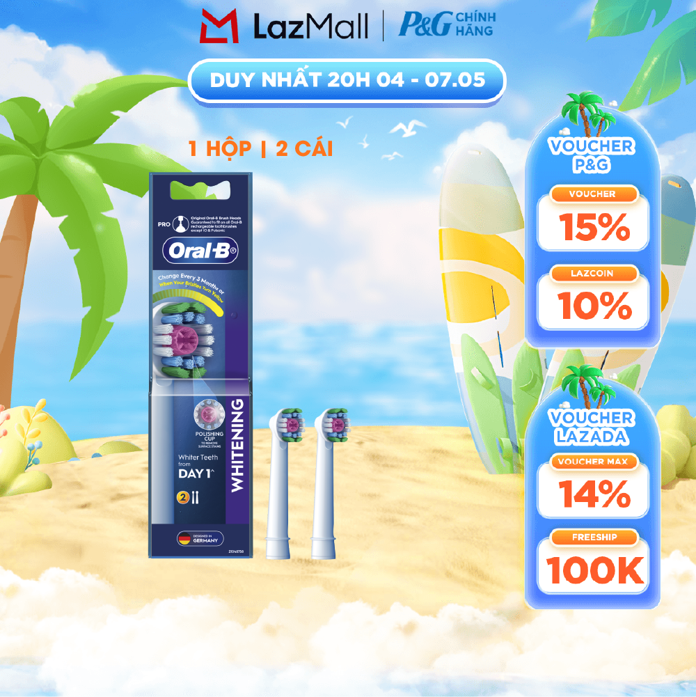 Đầu bàn chải điện thay thế Oral-B WHITENING - Hộp 2 Cái