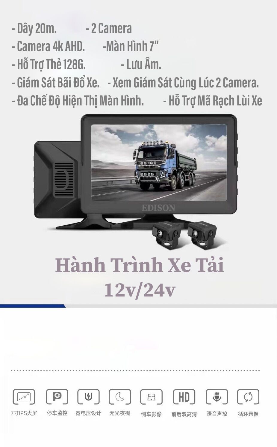 CAMERA HÀNH TRÌNH XE TẢI 20mét