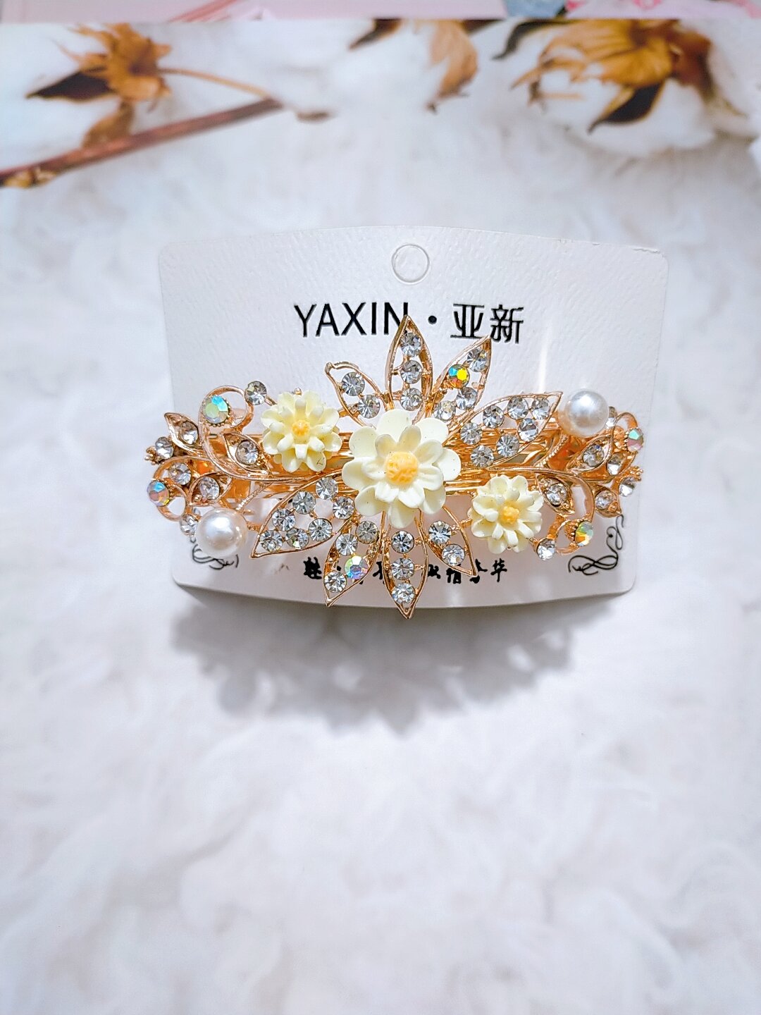 kẹp tóc đính đá phía sau gọng 8cm