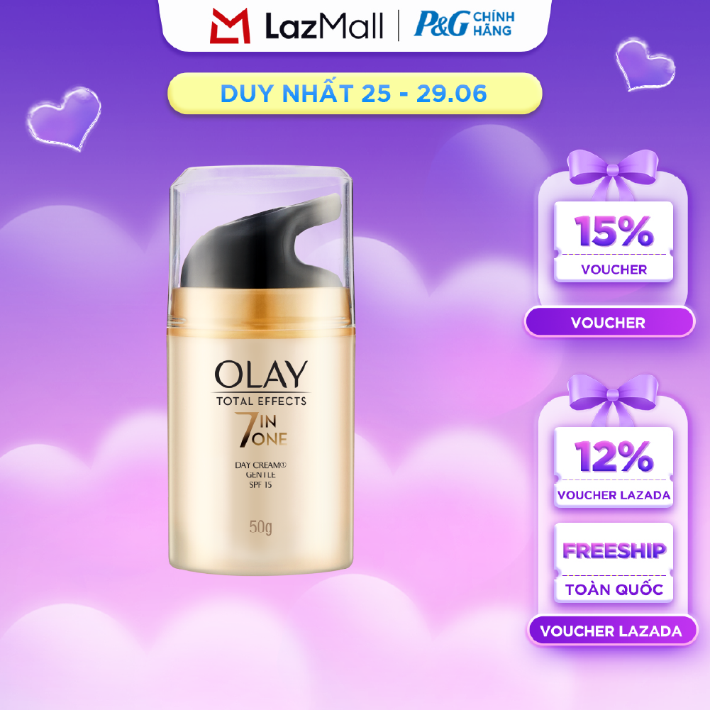 Kem Dưỡng Ban Ngày OLAY TOTAL EFFECTS Phục Hồi  Làm Chậm 7 Dấu Hiệu Lão Hóa Dịu Nhẹ SPF 15 Hũ 50G