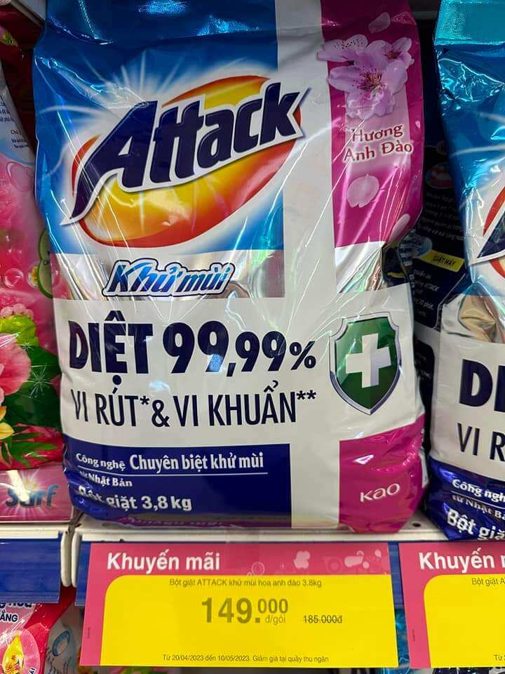 Bột giặt attack khử mùi mới 4200gr