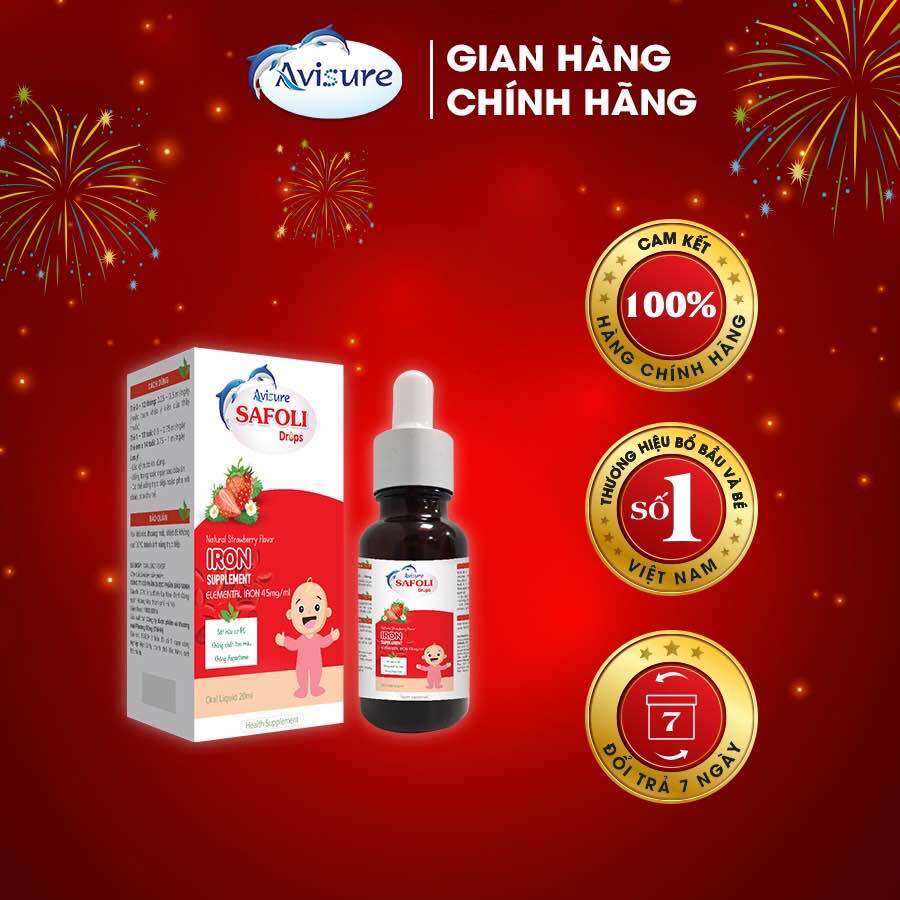 Sắt Avisure Safoli Drops hữu cơ dành cho bé