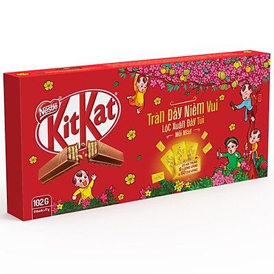 Bánh kitkat 6 thanh 2f hộp 102g - cocoa nestle