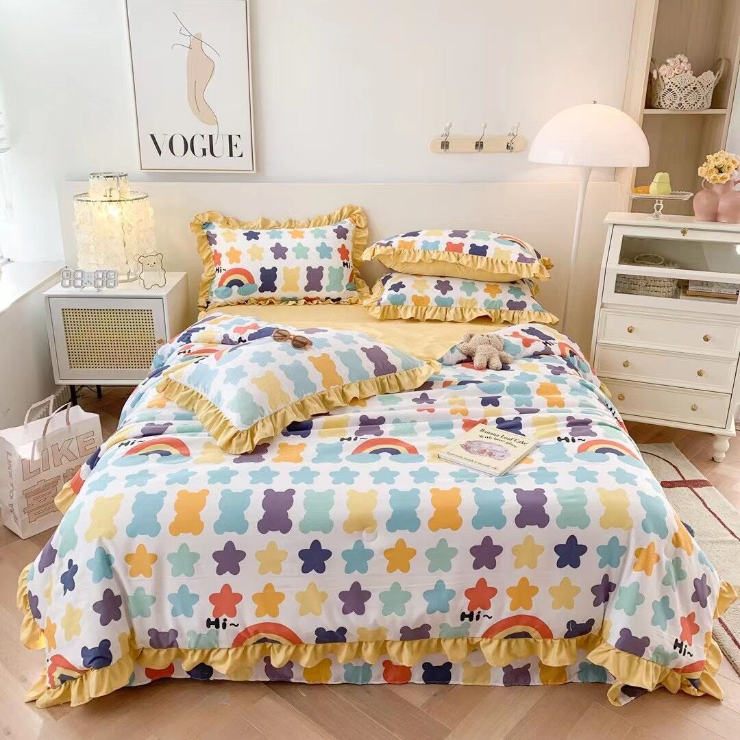 Bộ chăn ga đũi mềm viền bèo