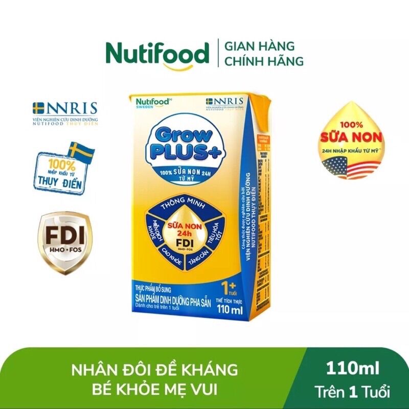Thùng 48 hộp sữa Growplus vàng 110ml