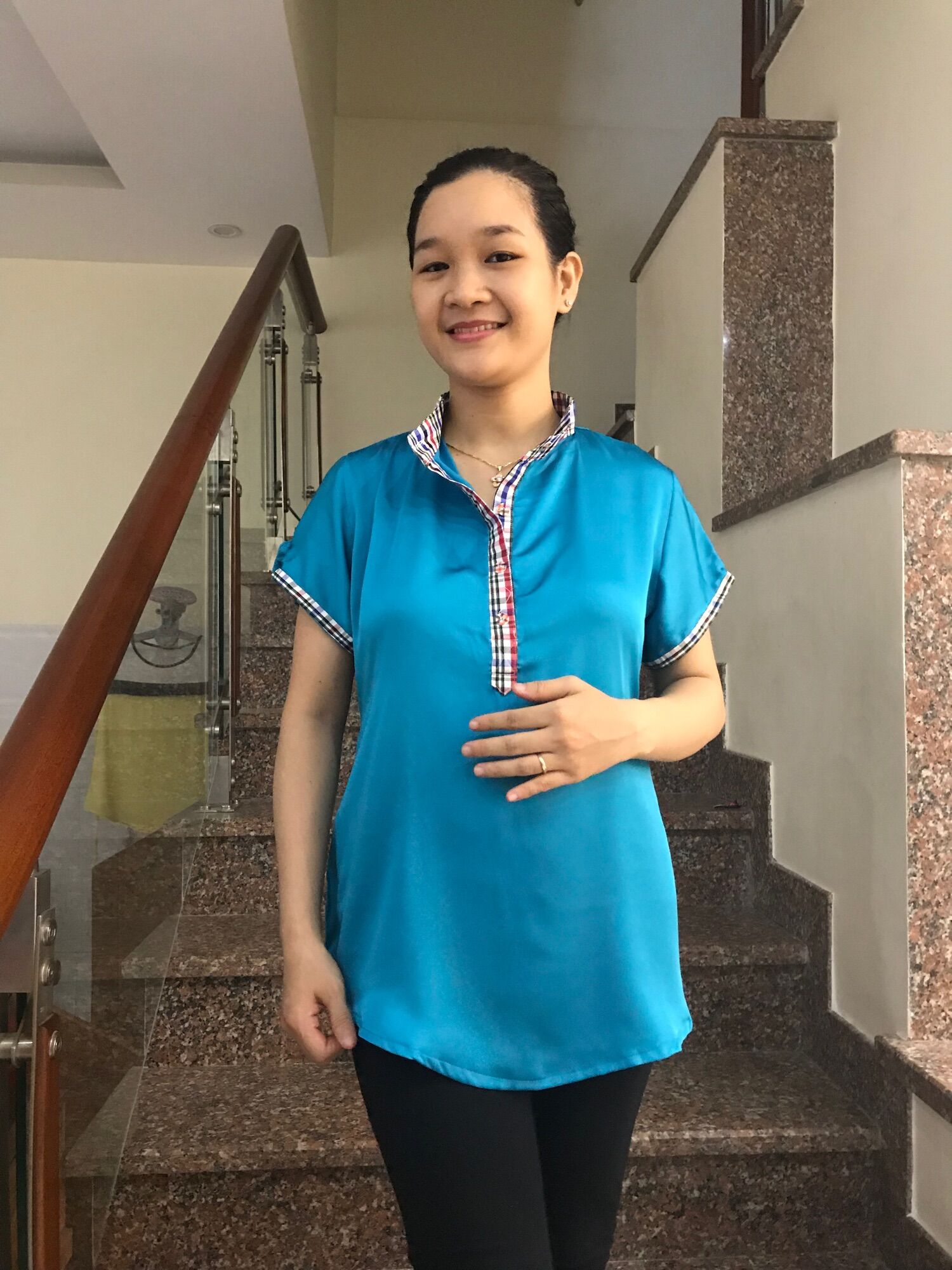 [HCM]Áo bầu lụa cổ trụ (hồng)