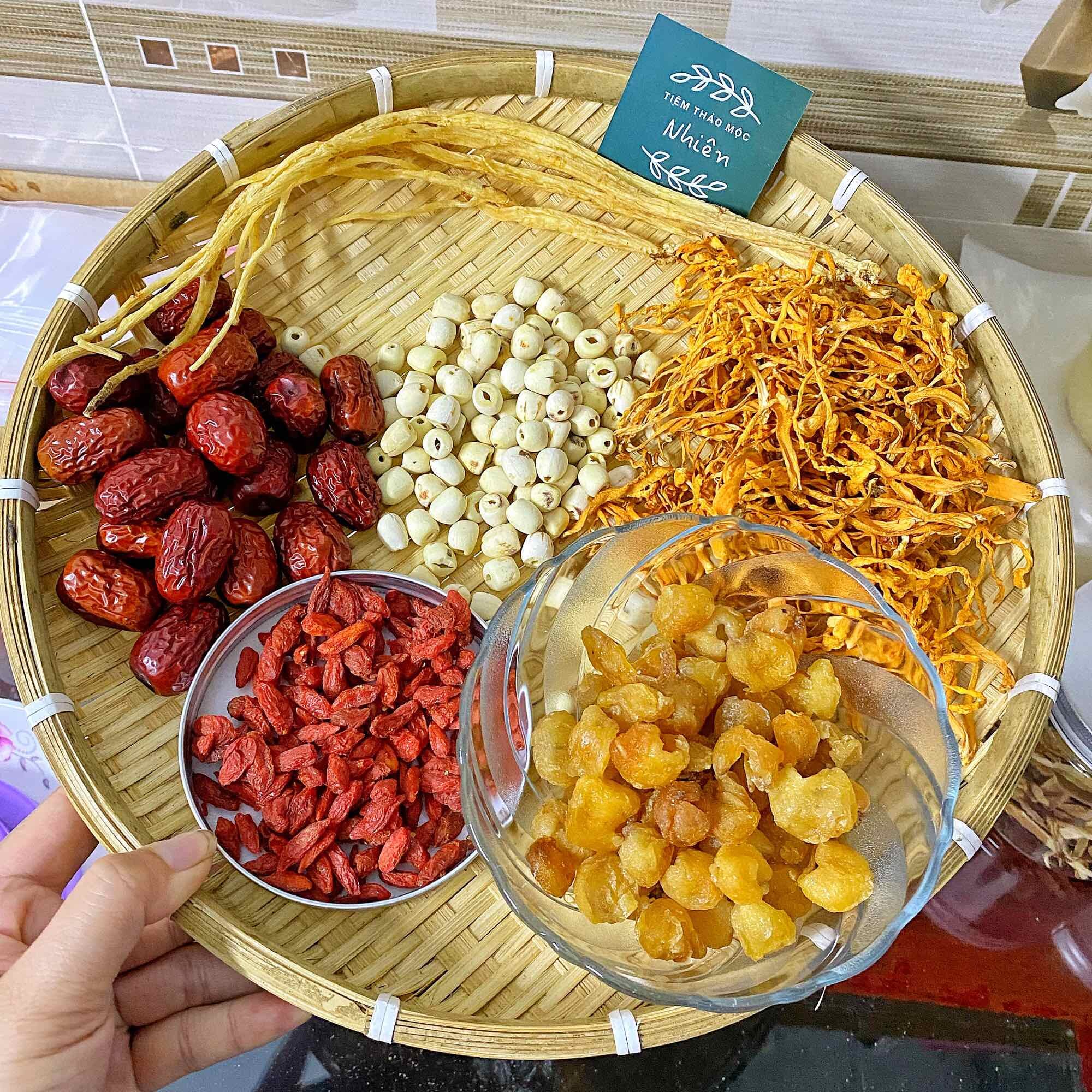 Set nguyên liệu chưng yến, nấu chè, nấu cháo táo đỏ kỷ tử đông trùng hạt sen tự chọn