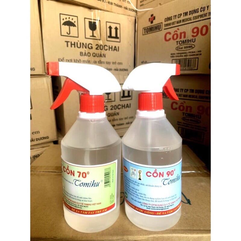 ❤Cồn 70 Độ 90 độ TOMIHU Chai 500ml Có Vòi Xịt Cồn y tế 70 độ và 90 độ Cồn TOMIHU Sát Trùng Diệt khuẩn Rửa tay rửa vết thương Chai 500ml cồn ethanol y tế 70 - 90 độ TOMIHU