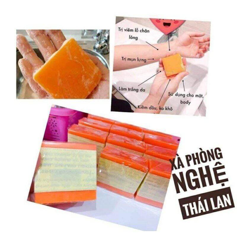 Xà bông chiết xuất cam nghệ Thái Lan (1 cục)