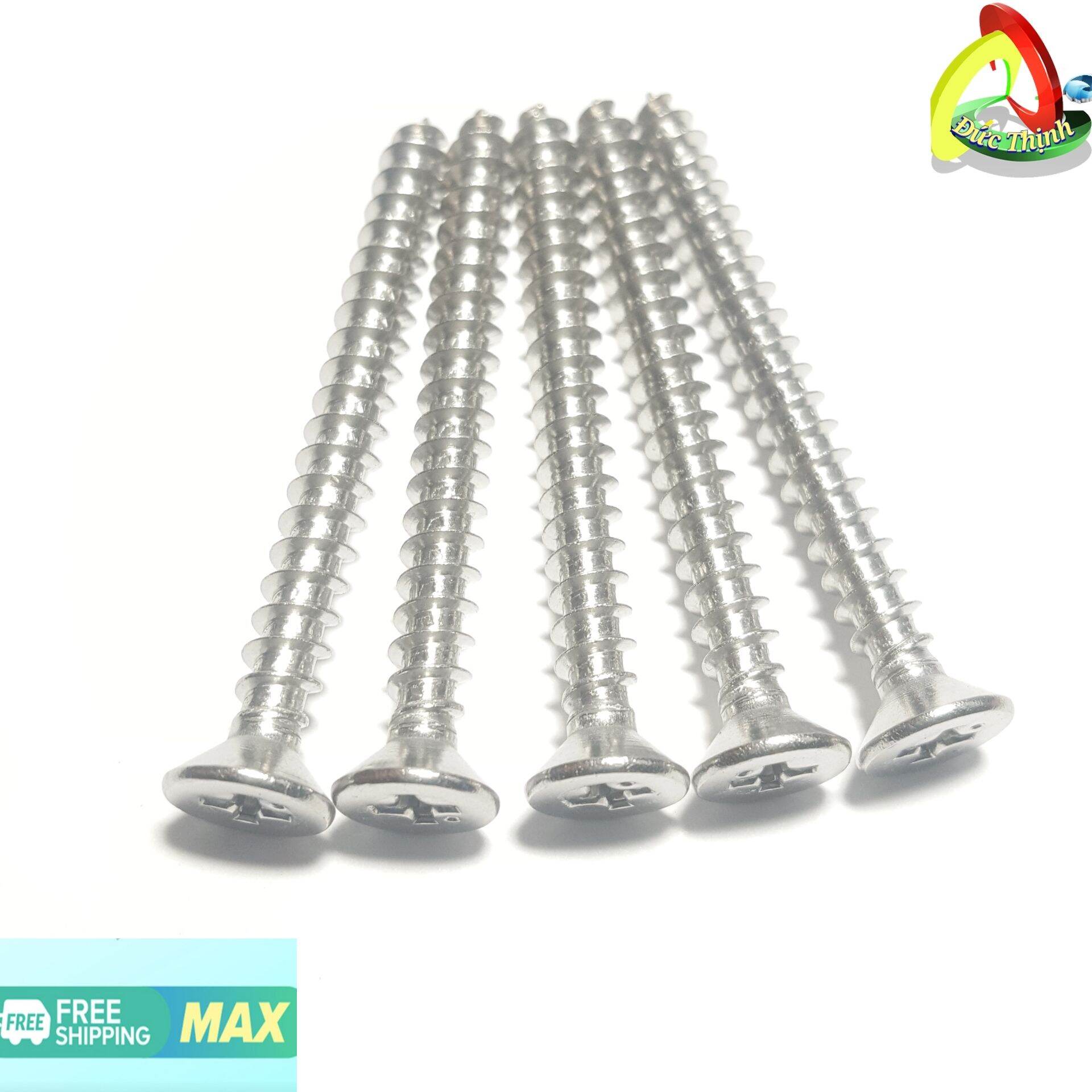 50 con vít 5*50 inox 304 ngyên chất đầu bằng ren thưa