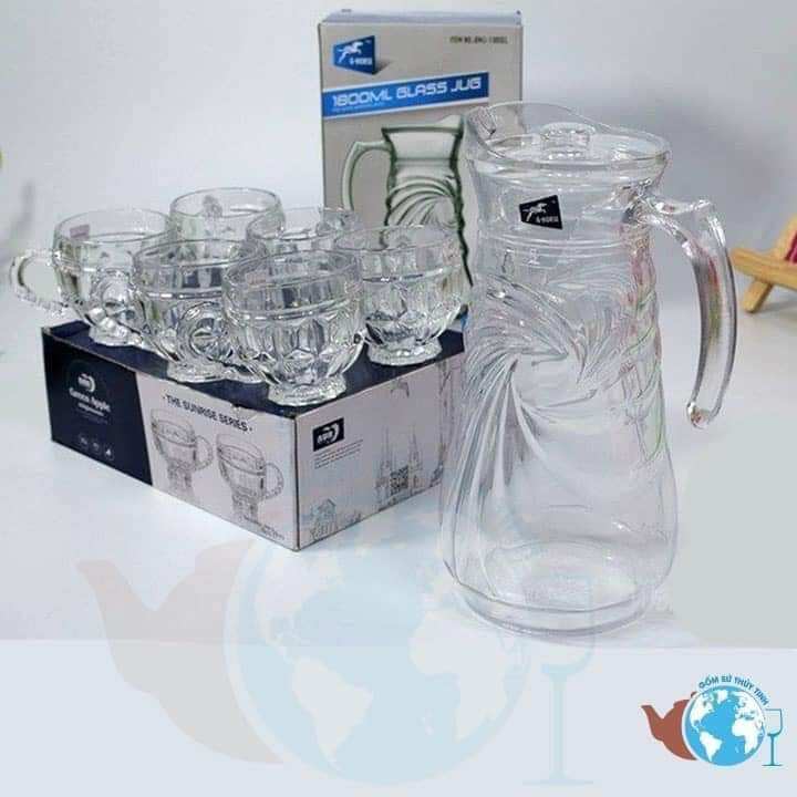 bộ một bình và 6 cốc thuỷ tinh