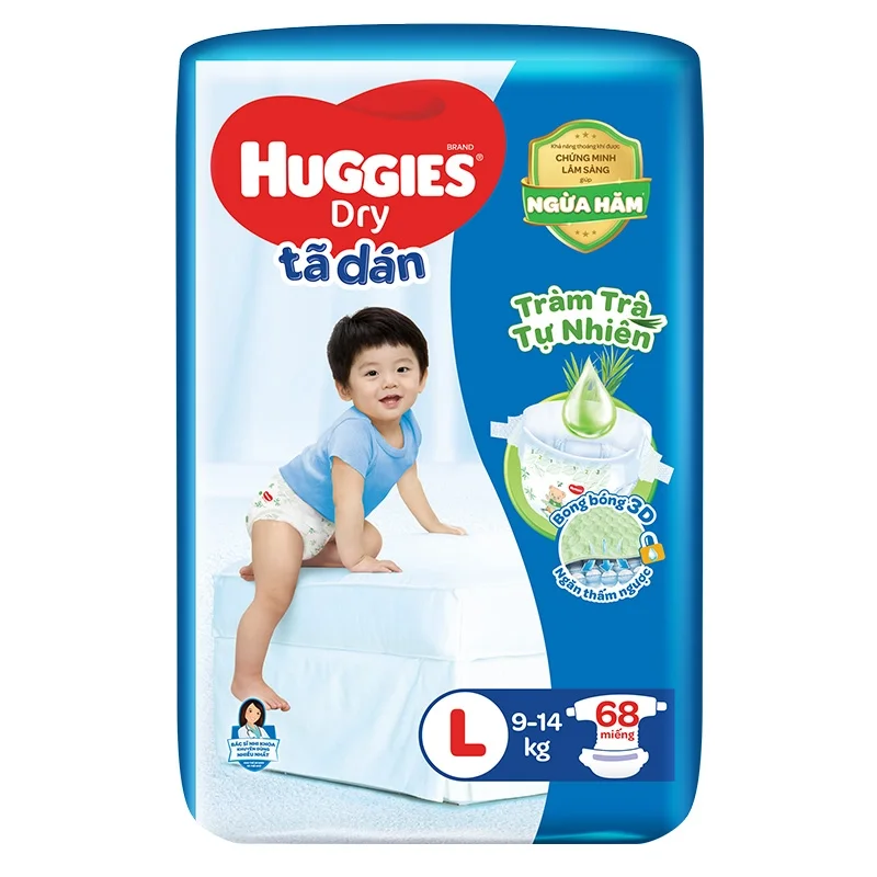 Tã dán Huggies Dry size L 68 miếng 9 - 14kg