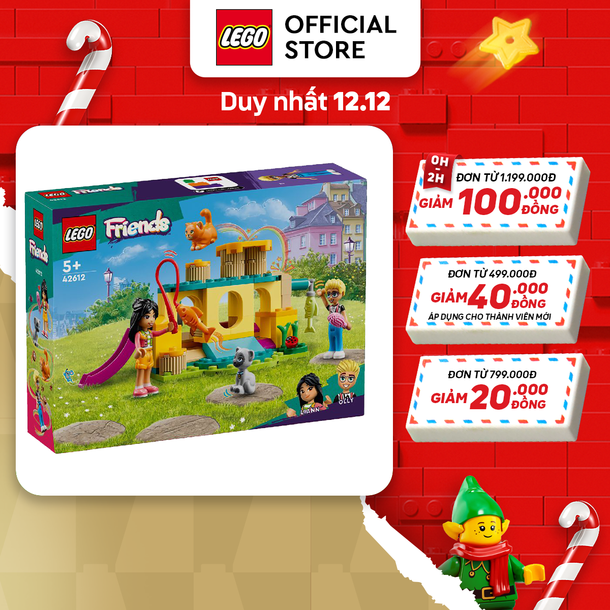 LEGO FRIENDS 42612 Đồ chơi lắp ráp Khu vui chơi cho mèo con (87 chi tiết)