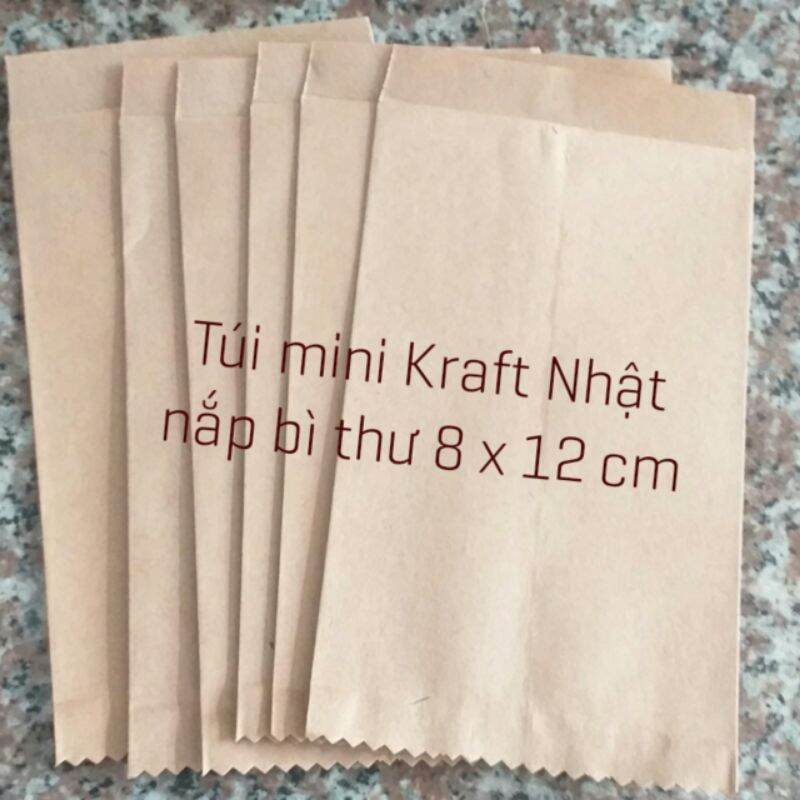 Combo 100 túi kraft nhật mini có nắp 8 x 12 cm