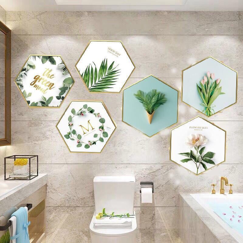 Decal dán tường mẫu lục giác, chất liệu cao cấp chống thấm nước