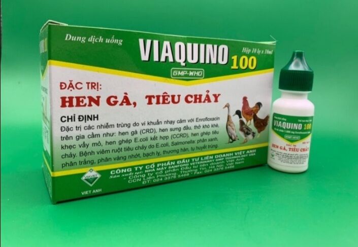 Viaquino 100 combo 2 lọ* 10ml hen gà, tiêu chảy