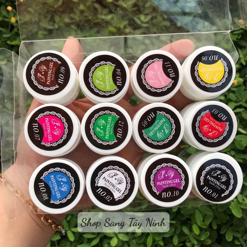 Gel vẽ nail , vẽ móng 12 màu loãng phù hợp với tô màu