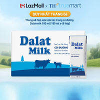 Thùng 48 hộp sữa tươi tiệt trùng  Dalatmilk có đường 180 ml (180 ml x 48)