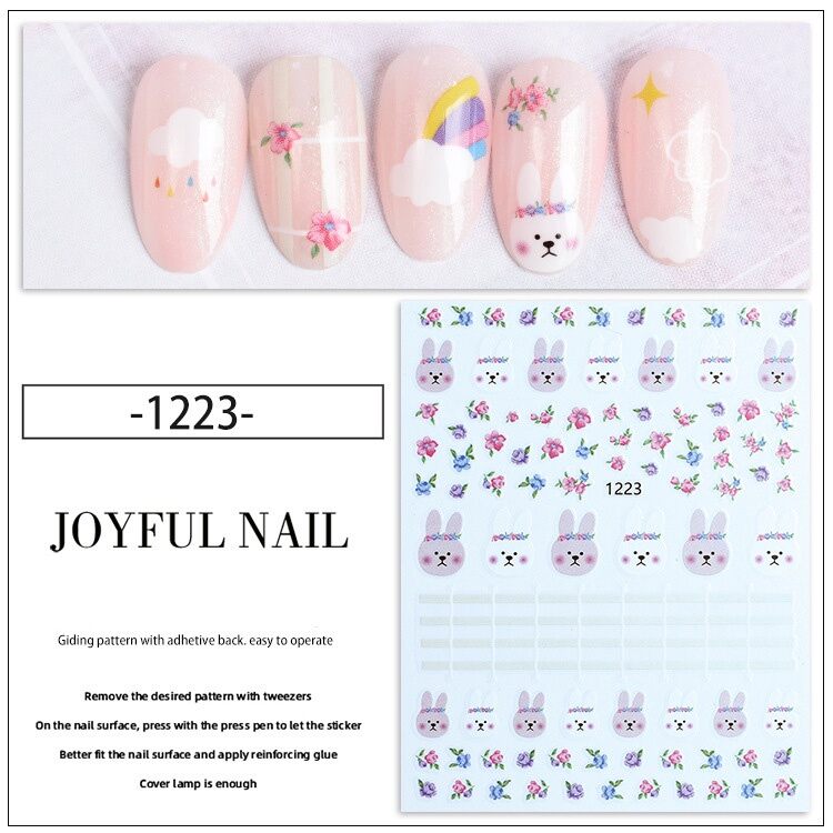 Dán móng,  nail sticker hình chú thỏ siêu CUTE siêu dễ thương