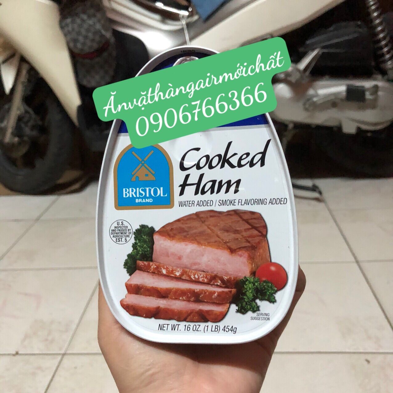 [Date Đẹp 08/2028]Thịt hộp Cooked Ham Bristol Mỹ Hộp Lớn 454 Gram