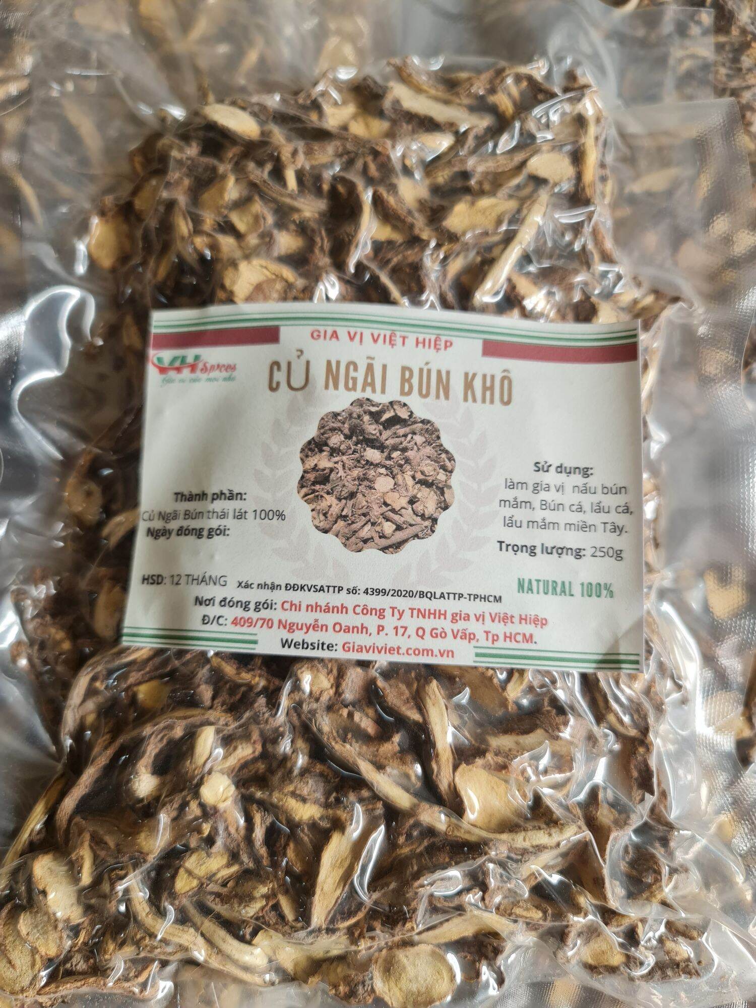 Củ Ngải Bún Thái Lát Sấy Khô Túi 1Kg( Dried Boesenbergia Pandurata Roxb Slices) Việt Hiệp - Chuẩn Mùi Vị