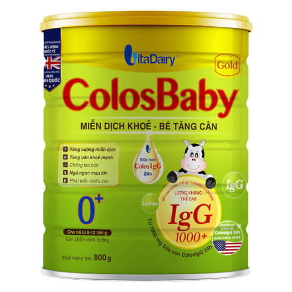 Sữa non VitaDairy colosbaby Gold 0+ dành cho bé dưới một tuổi giúp bé tăng sức đề kháng