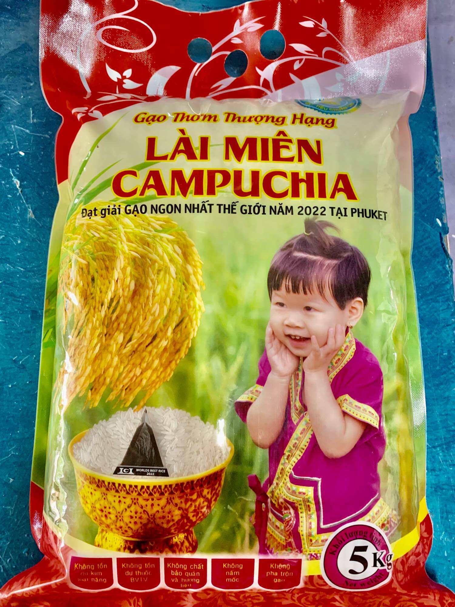 Gạo Lài Campuchia Lúa 6 Tháng 1 Vụ  Túi 5kg