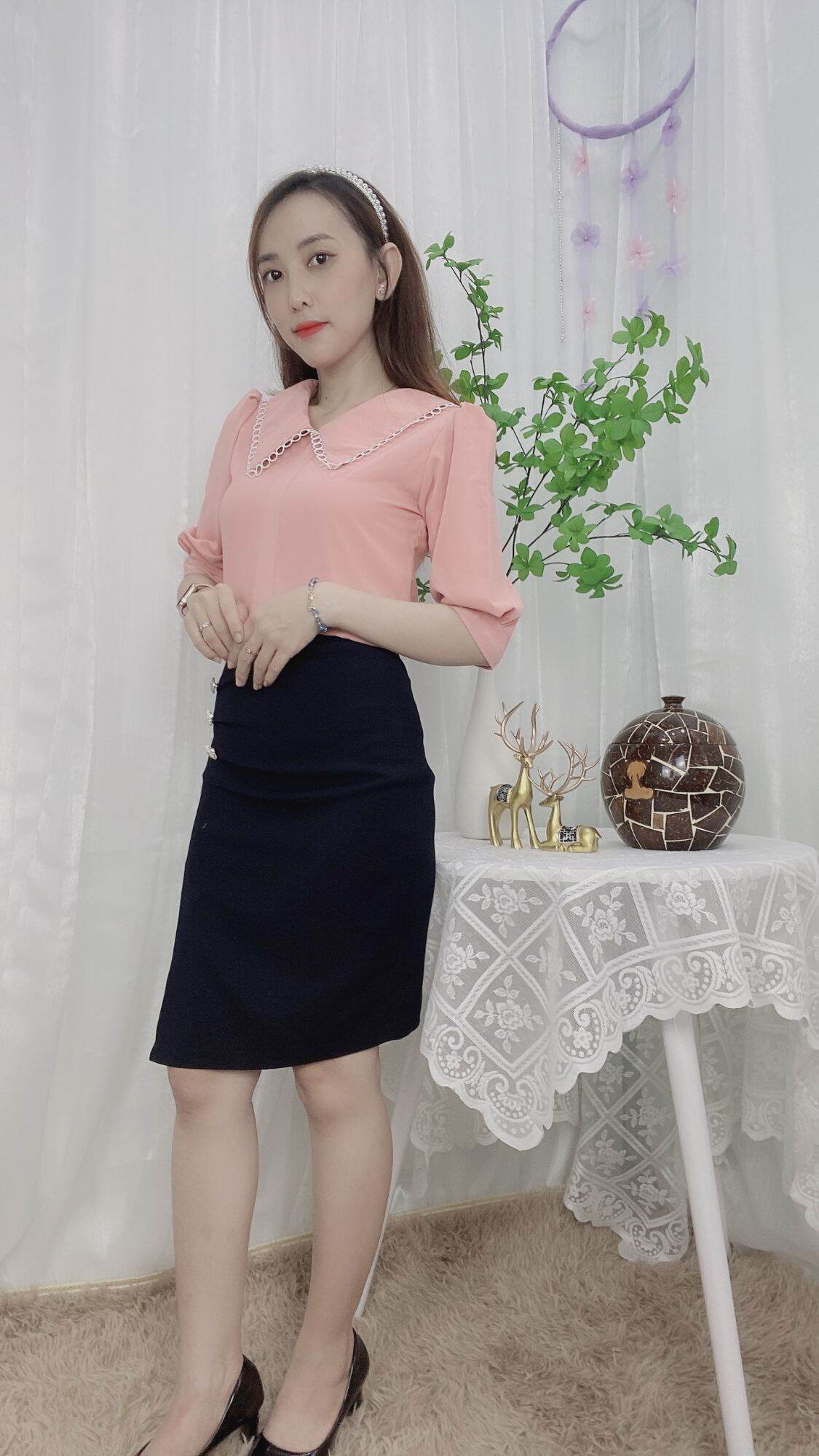 Áo kiểu nữ - công sở đẹp - áo cổ dún bèo tay lỡ -