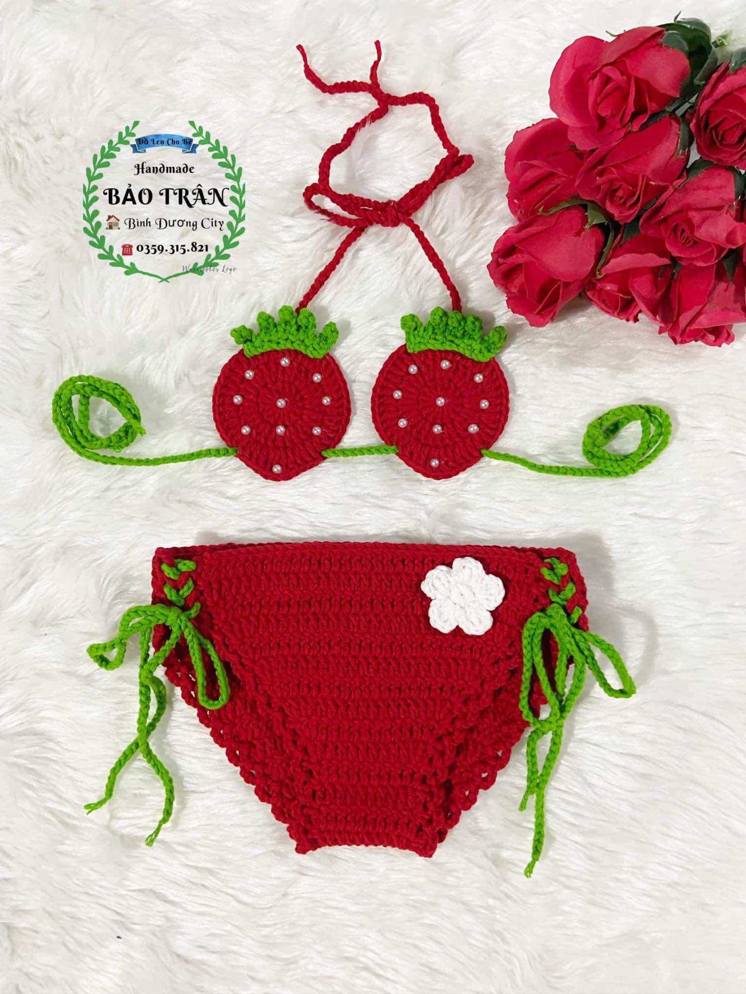 Bikini len Handmade bé gái 👙