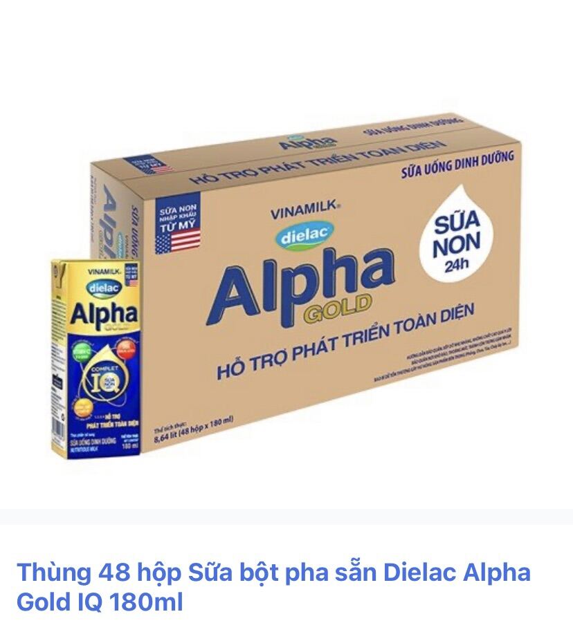Thùng 48 hộp sữa bột pha sẵn dielac alpha gold iq 180ml - ảnh sản phẩm 1