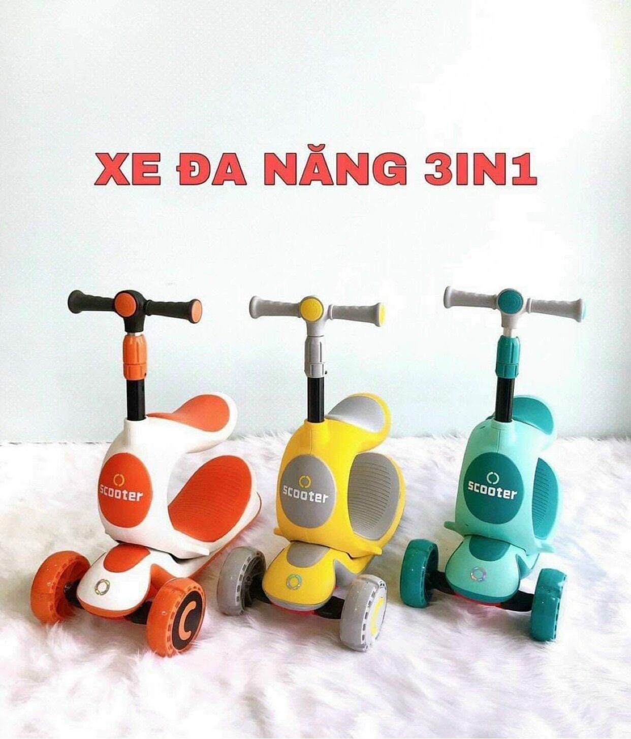 XE SCOOTER ĐA NĂNG 3 TRONG 1 CHO BÉ HÀNG CAO CẤP