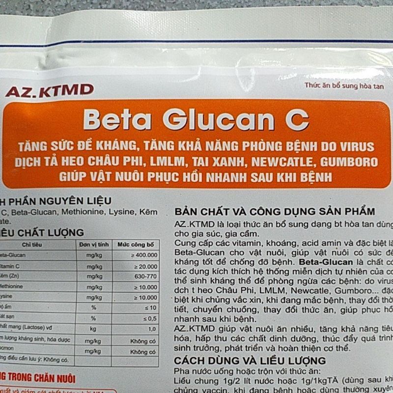 Beta glucan C 100g 1kg tăng khả năng phòng bệnh, tăng sức đề kháng