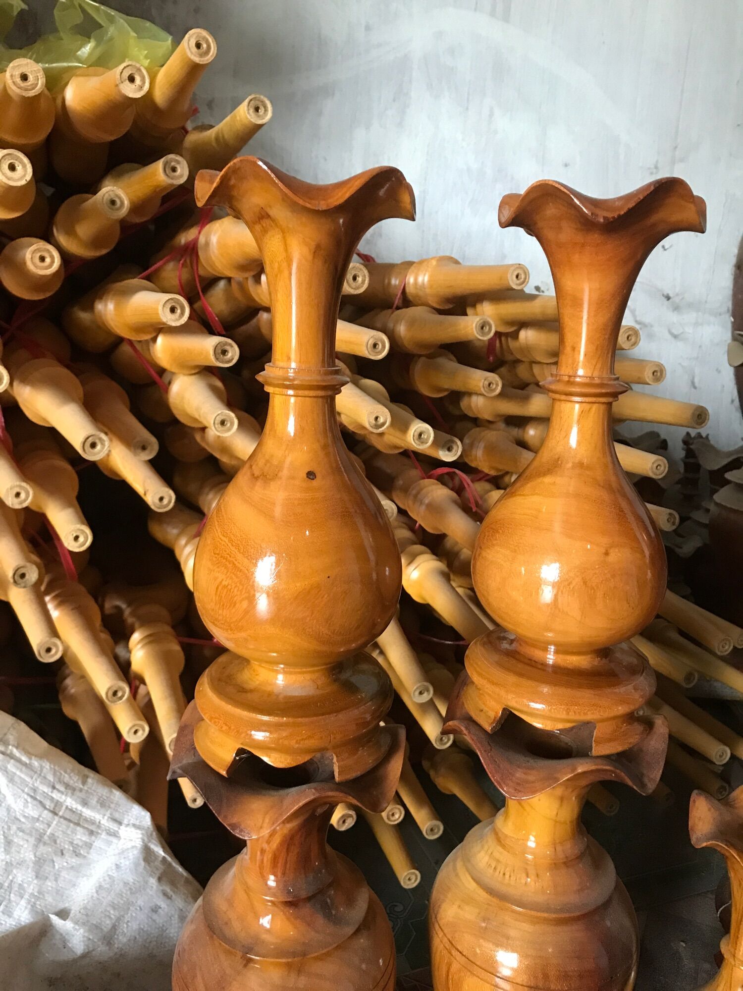 Lọ hoa gỗ mít cao 31*đuong kính 11