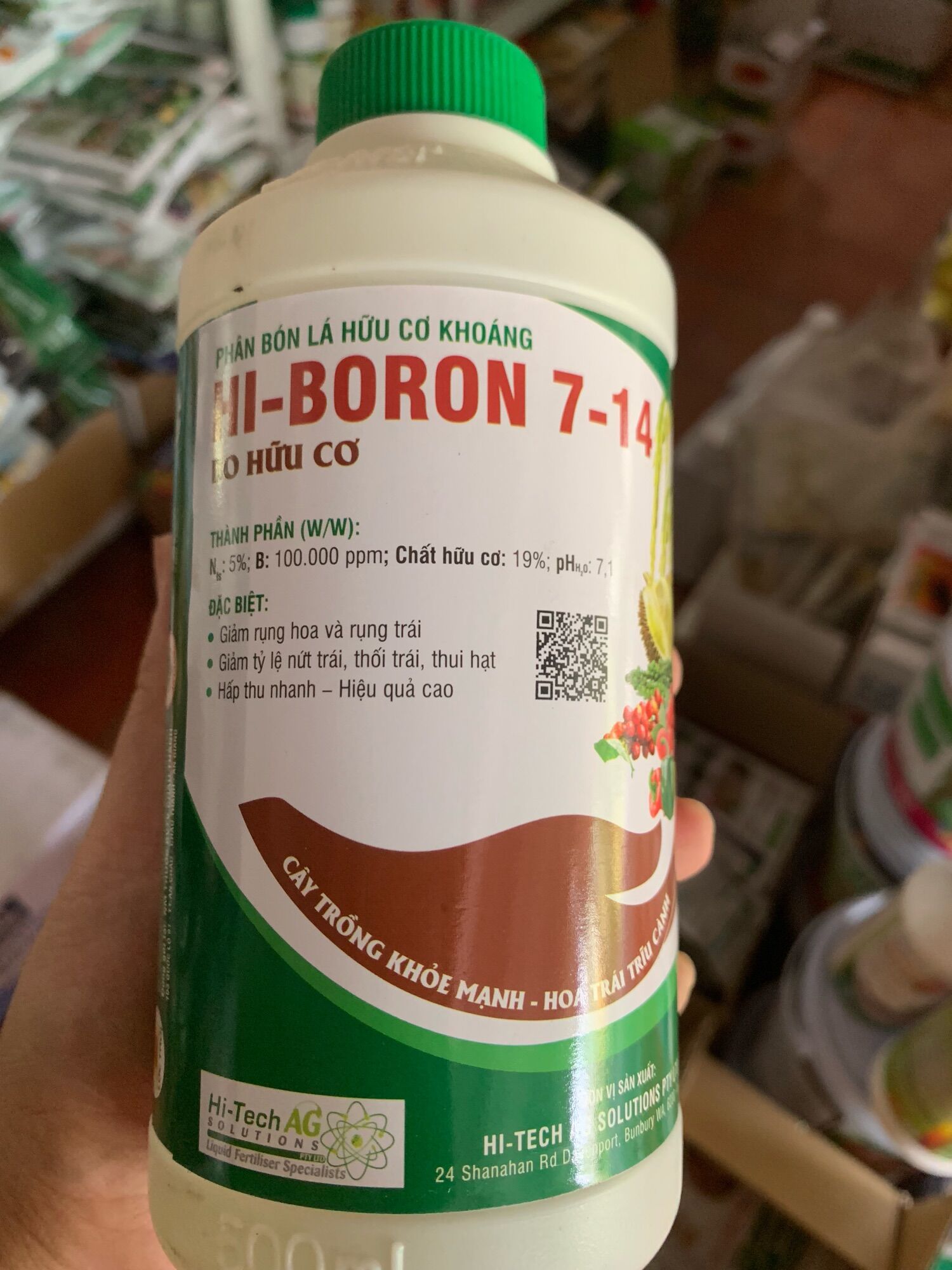 Phân bón lá hữu cơ khoáng Hi-Boron 7-14 chai 500ml