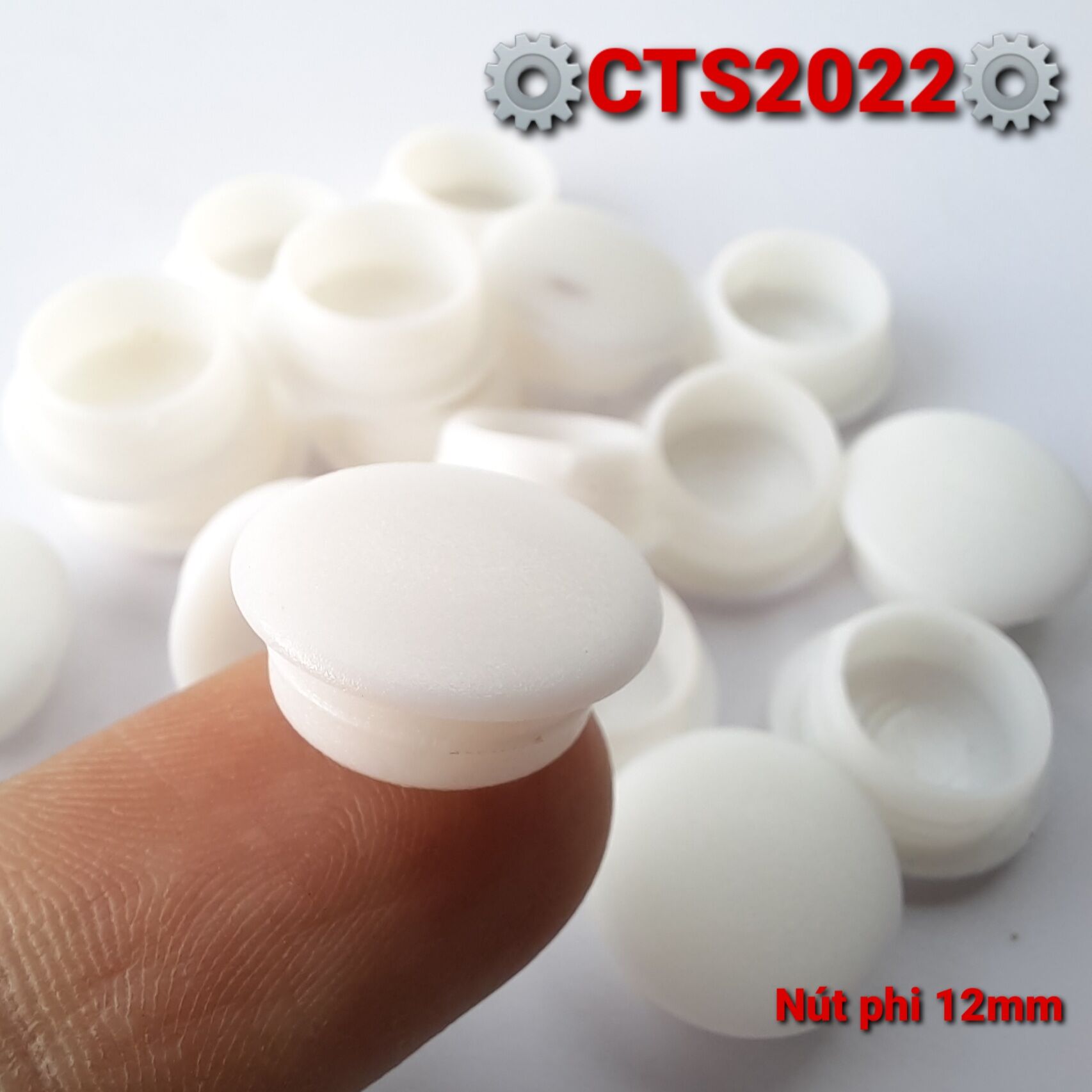 2 Nút nhựa bịt lỗ phi 12mm màu trắng