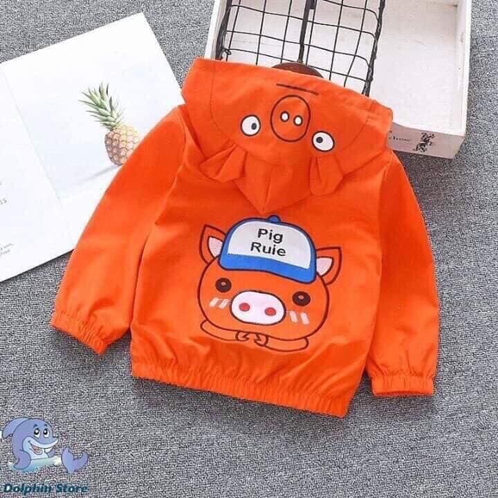 Áo khoác gió hình heo cho bé trai, bé gái