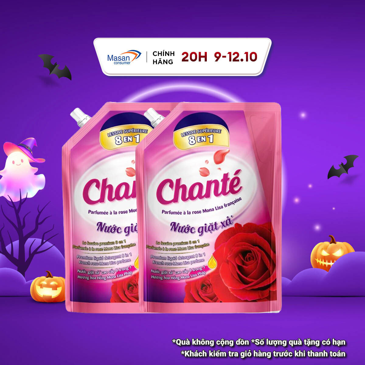 Combo 2 Nước Giặt Xả Chanté Cao Cấp 8 Trong 1 Túi X 3.4Kg/3.05KG
