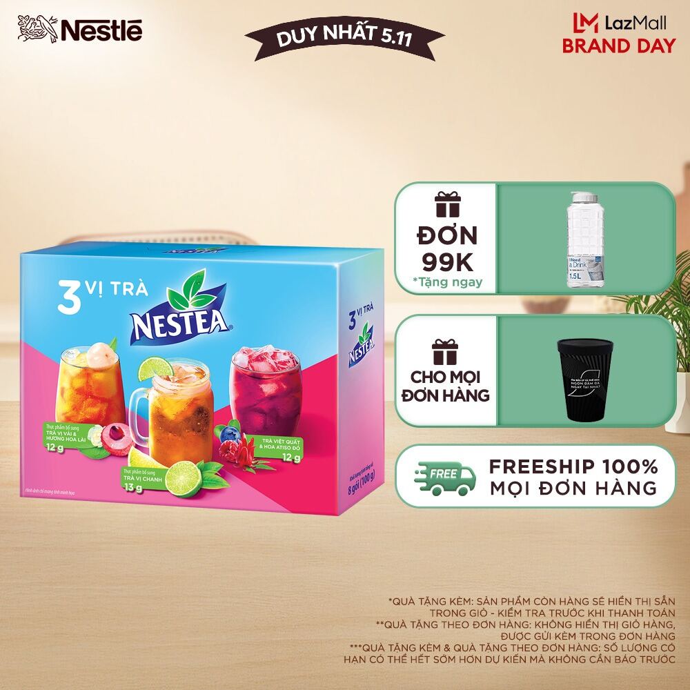 [ƯU ĐÃI THÁNG 11] Trà NESTEA Mix vị vị Chanh (4 gói x 13 g) + Trà NESTEA vị Vải và Hương Hoa Lài (2 