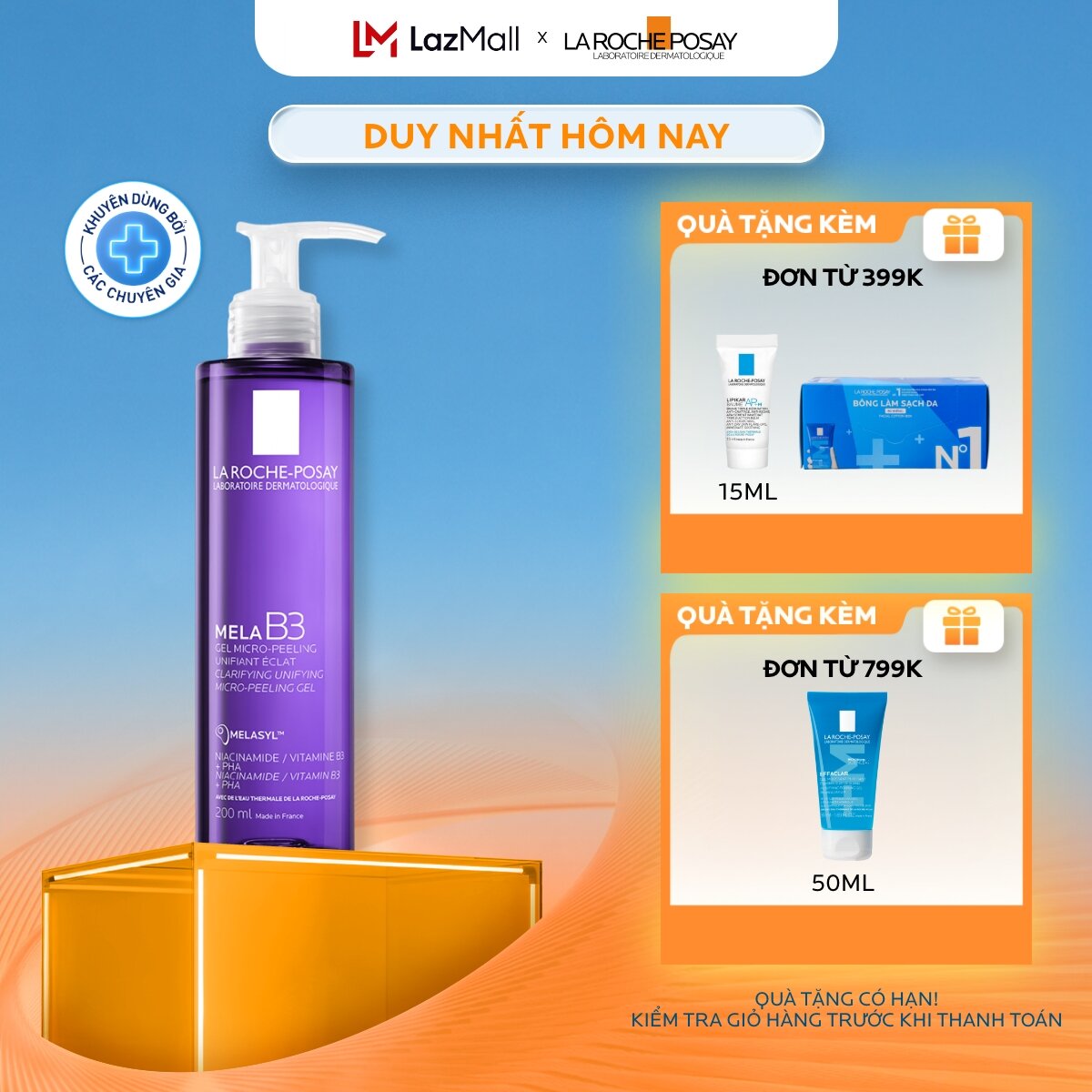 Sữa rửa mặt mờ thâm sáng da La Roche-Posay Mela B3 Clarifying Micro-Peeling Gel 200ml