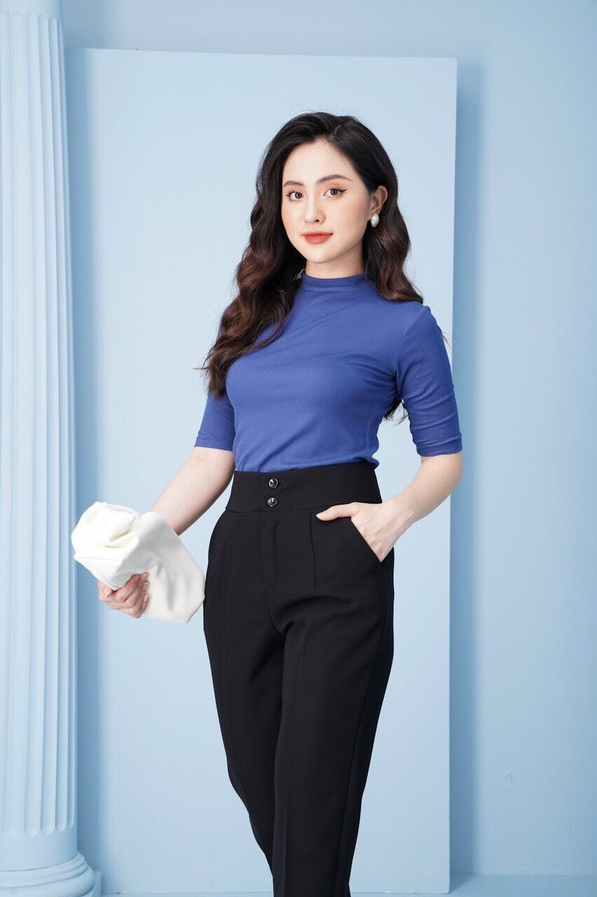 Quần baggy 2 cúc màu đen mặc đẹp