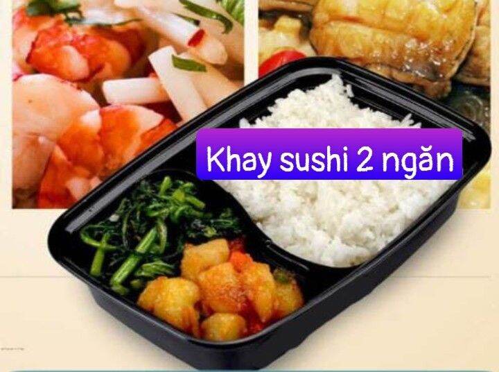 Bộ 50 hộp đế đen + NẮP đựng cơm, sushi 2 ngăn HT17 2 ngăn. Storage Lunch Boxes, takeout food containers, Food Storage Bento, For restaurants, family dinner, picnic