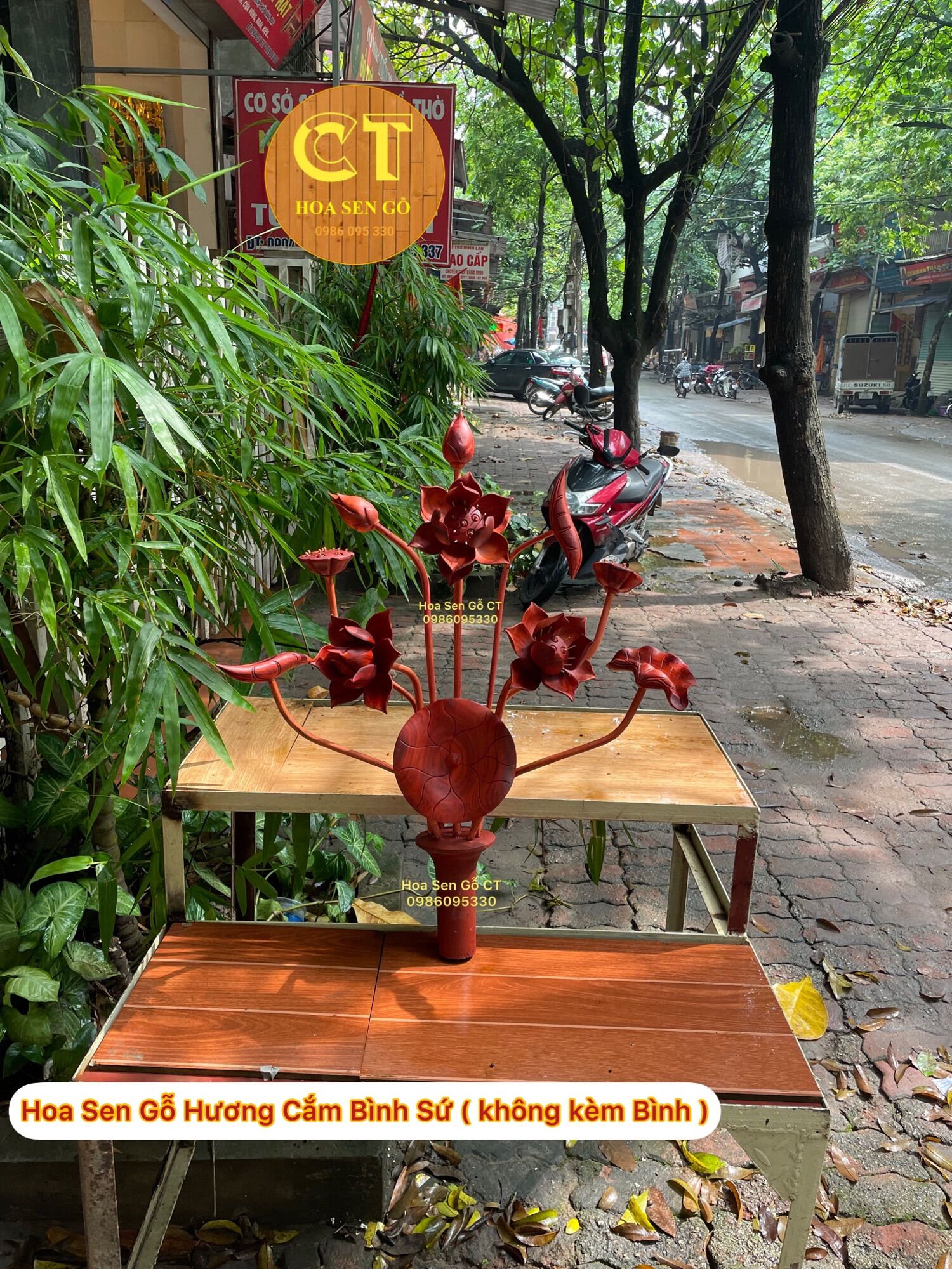 Đế Gỗ Cắm Hoa Bình Sứ