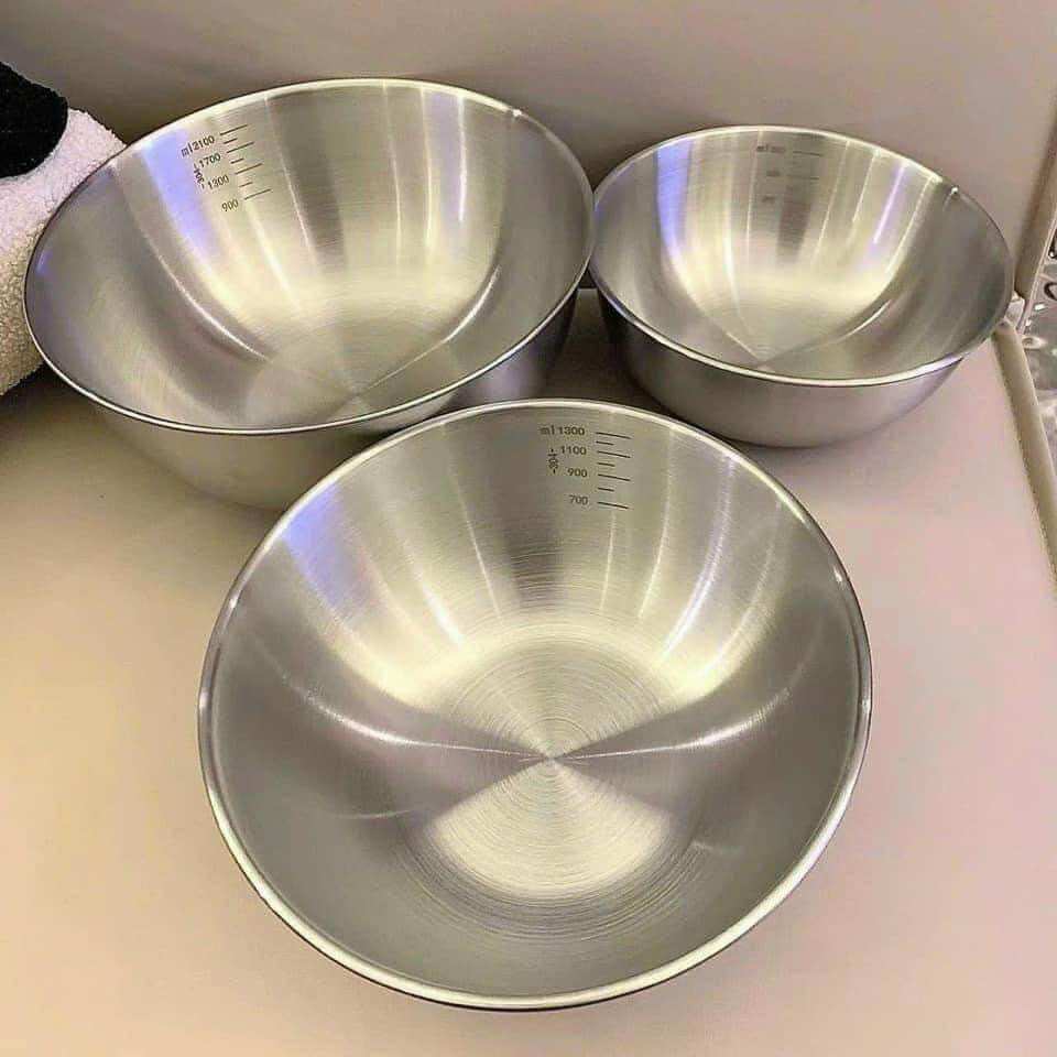 Combo 3 bát inox chia vạch đủ size