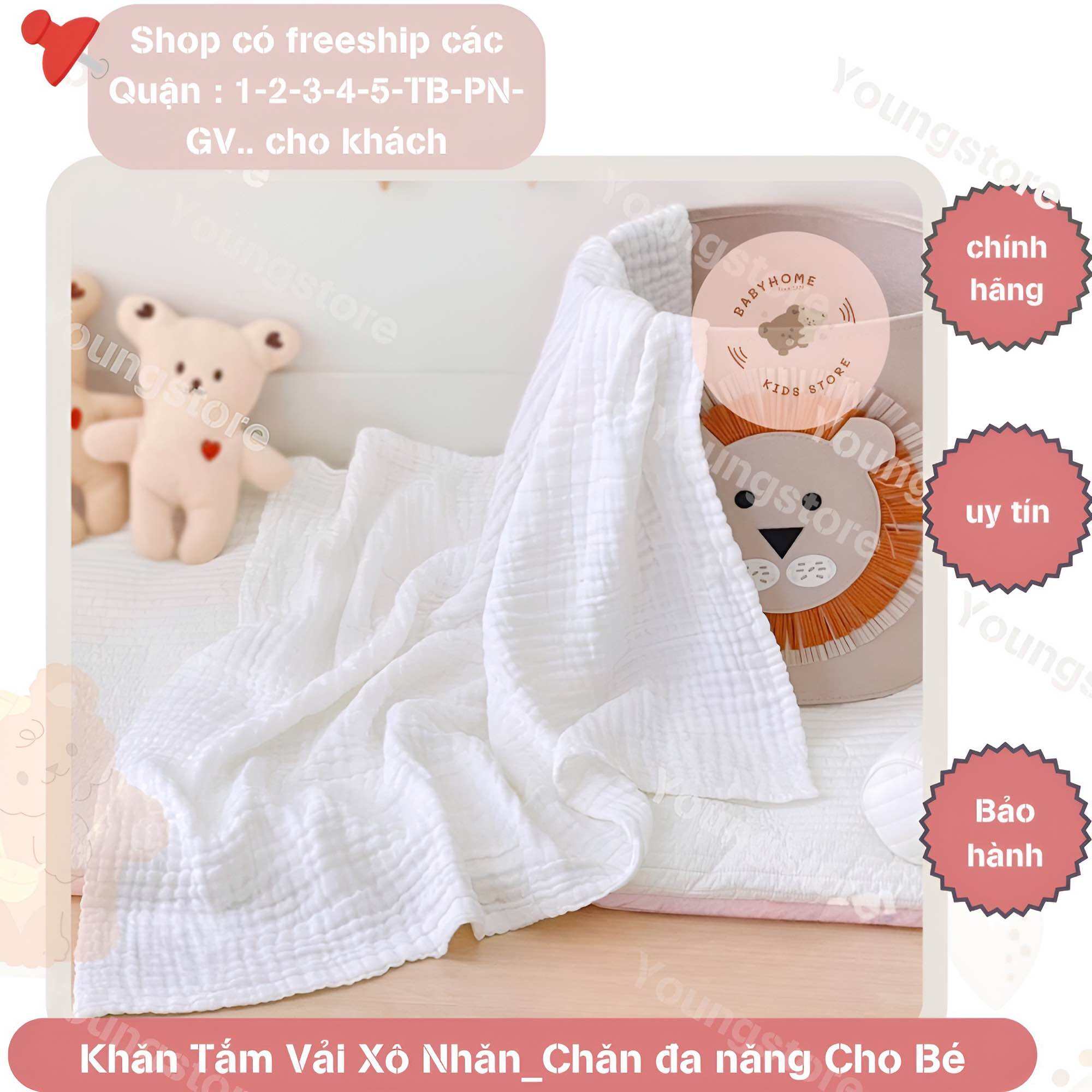 Chăn đắp điều hòa xô nhăn organic dày dặn 6 lớp BaByHome ,chăn đắp mùa hè thu cho bé mang đi học